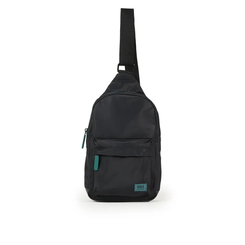 ROKA All Black Willesden B Teal Large Recycled Nylon Bag sold by The Foot Factory
