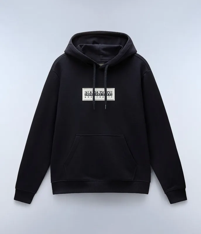 Napapijri Mens Box Logo Hoodie - Black sold by The Foot Factory