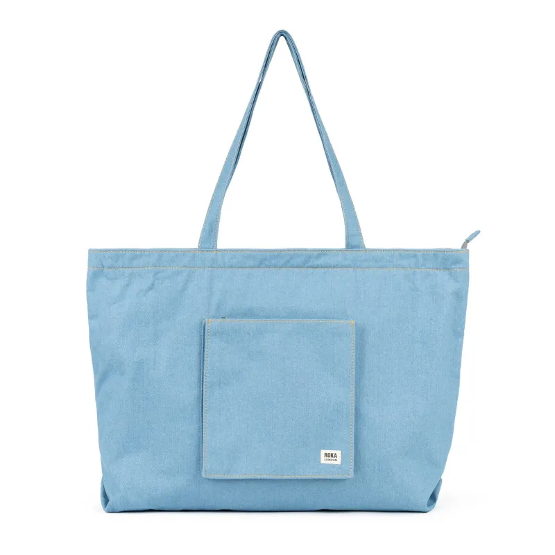 ROKA Portobello N Large Recycled Cotton Bag - Light Wash Denim sold by The Foot Factory