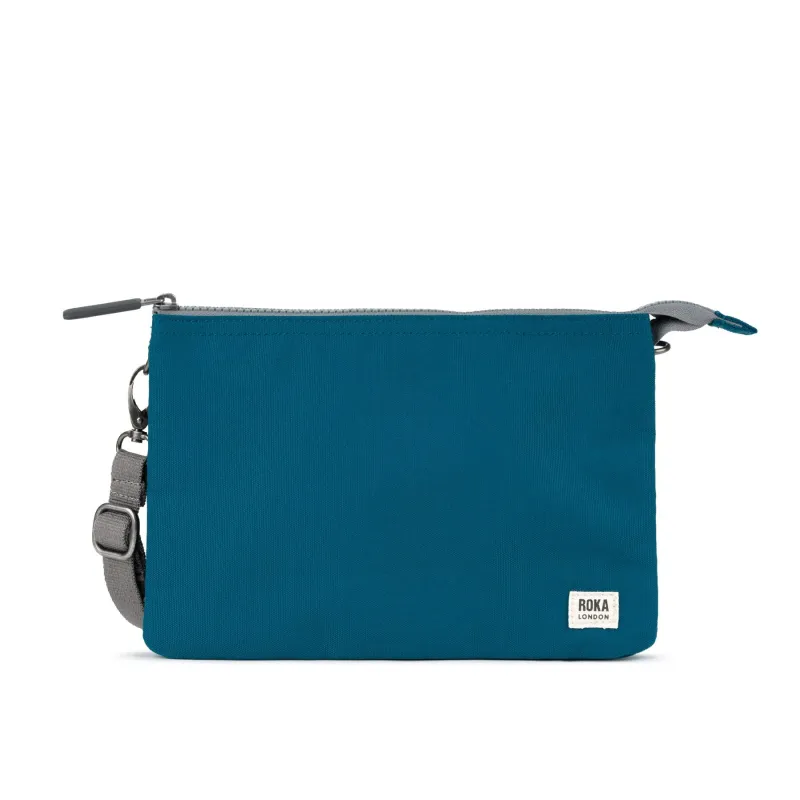 ROKA Carnaby Crossbody XL Sapphire Recycled Canvas Bag sold by The Foot Factory