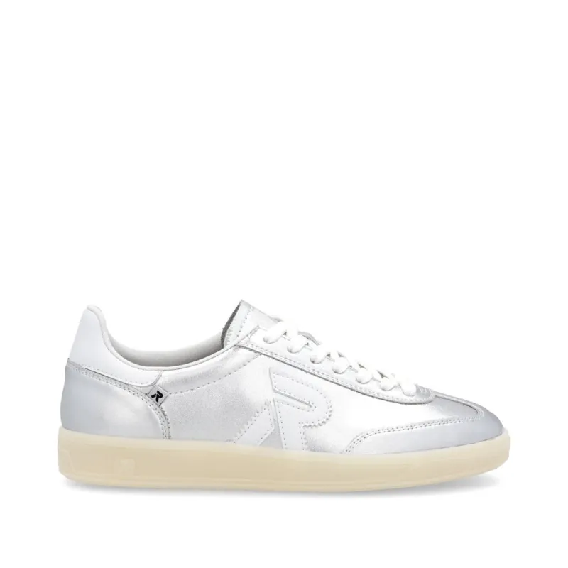 Rieker Womens Fashion Leather Trainers - Silver sold by The Foot Factory