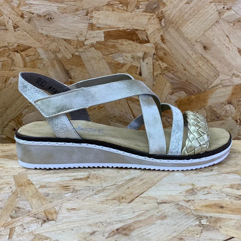 Rieker Womens Fashion Sandal - Light Gold sold by The Foot Factory