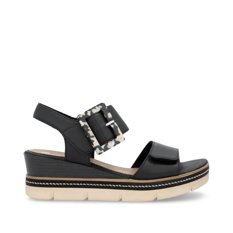 Remonte Womens Fashion Wedge Sandal - Black made by Remonte