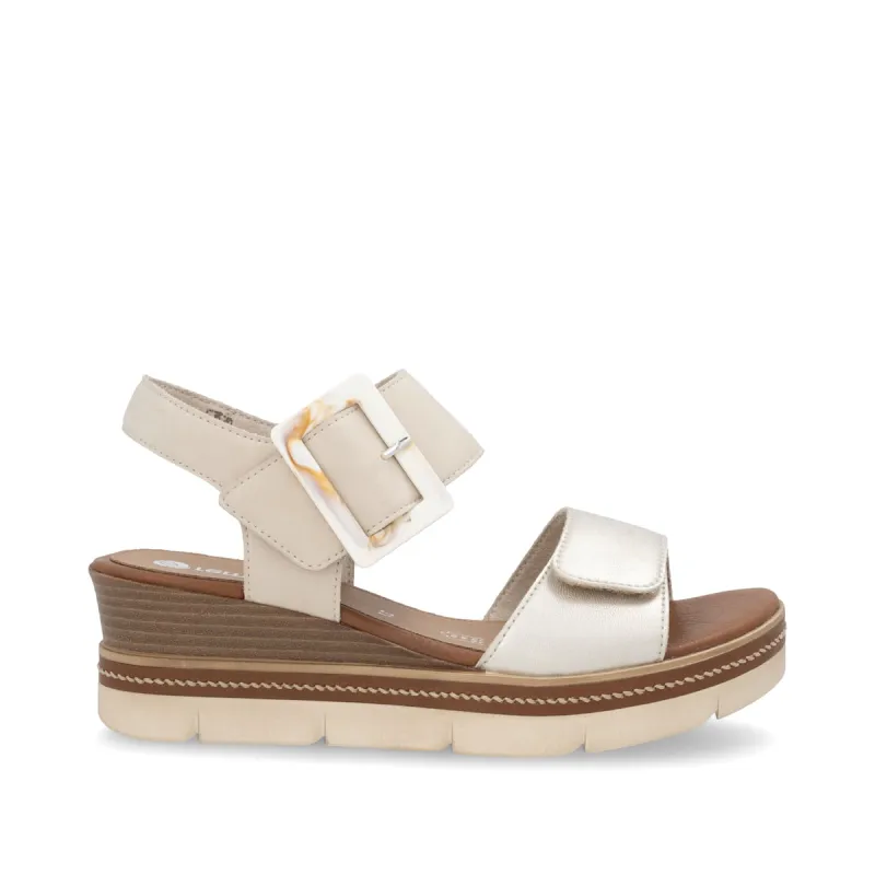 Remonte Womens Fashion Wedge Sandal - Beige made by Remonte