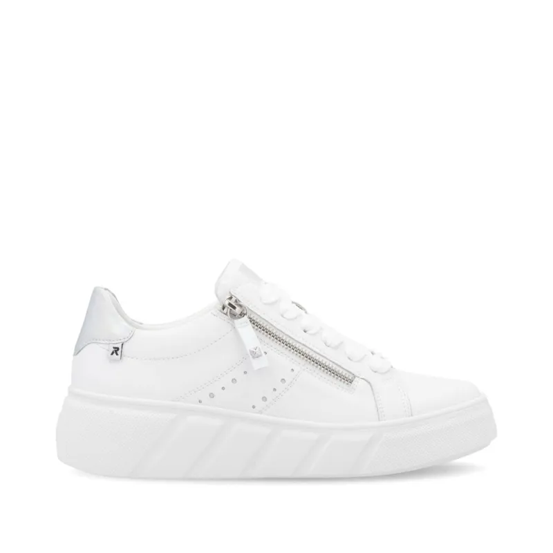 Rieker Womens Evolution Leather Trainers - White sold by The Foot Factory