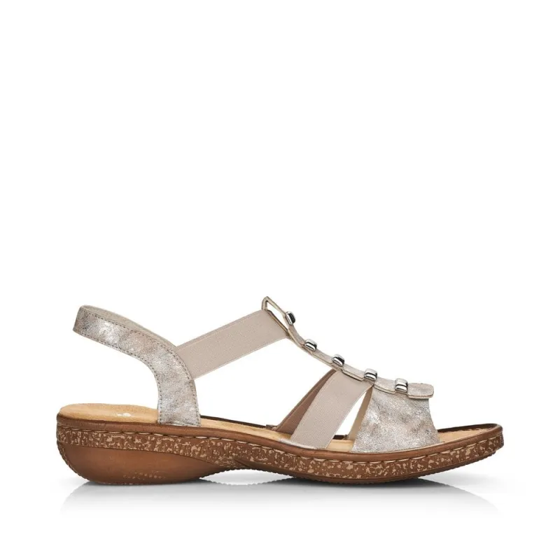 Rieker Womens Fashion Sandal - Metallic sold by The Foot Factory