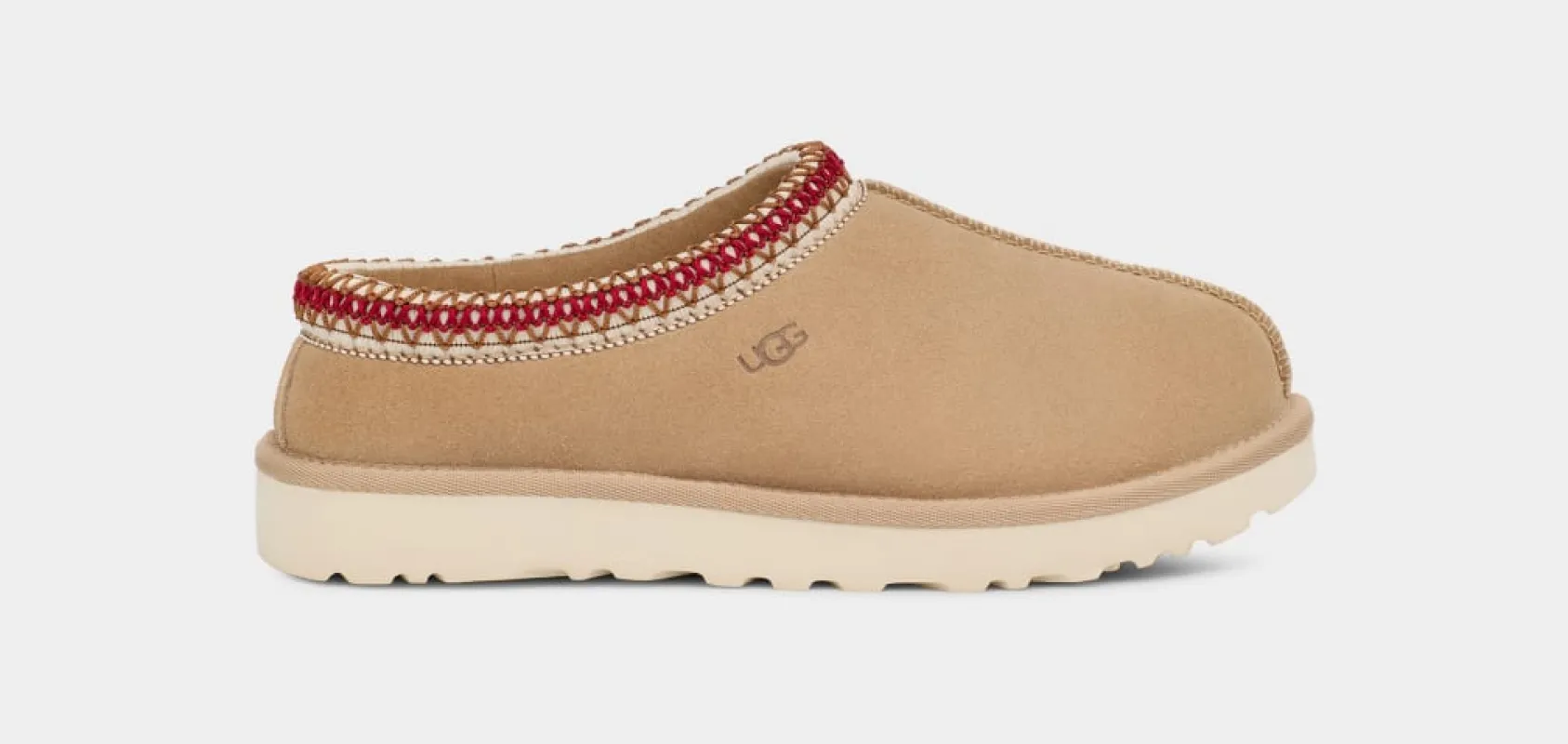 UGG Womens Tasman Slippers - Sand / Dark Cherry sold by The Foot Factory