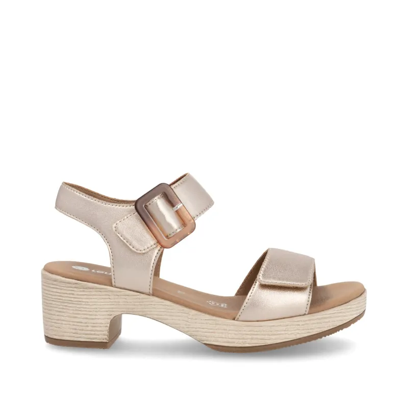 Remonte Womens Fashion Mid Heel Sandal - Metallic sold by The Foot Factory