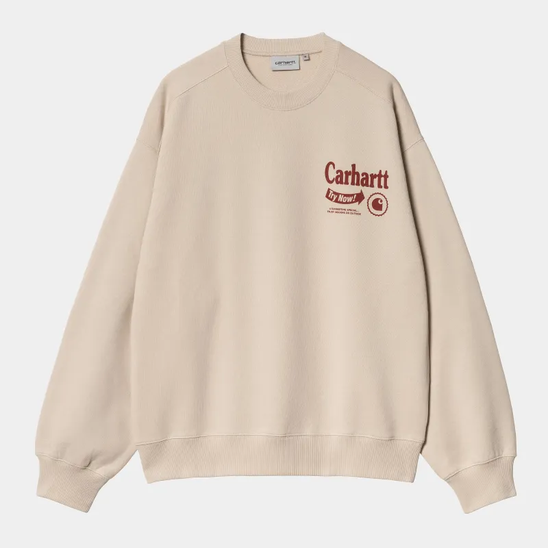 Carhartt WIP Mens Catalogue Sweatshirt - Fleur Del Sel sold by The Foot Factory