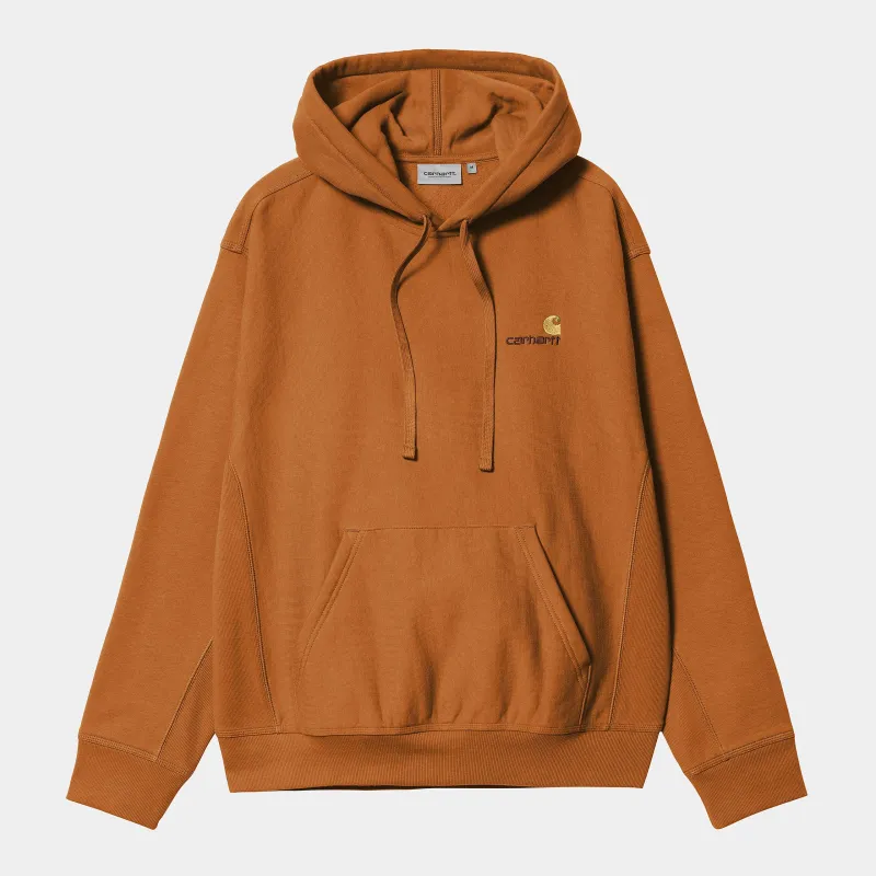 Carhartt WIP Mens American Script Hoodie - Sienna sold by The Foot Factory