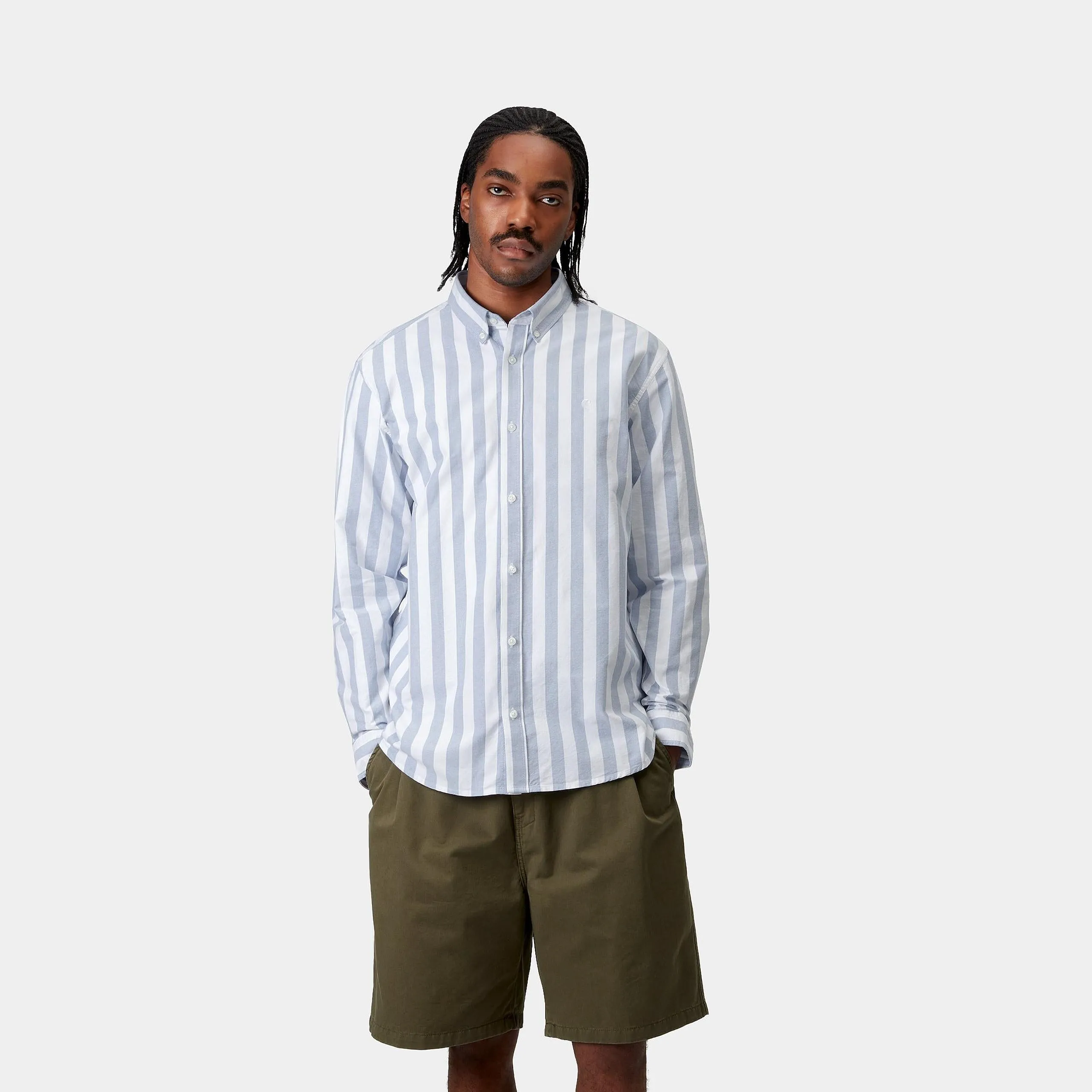 Carhartt WIP Mens Dillion Stripe Shirt - Bleach sold by The Foot Factory product image thumbnail 3