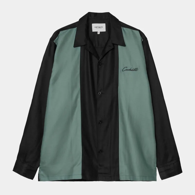 Carhartt WIP Mens Delaney Stripe Shirt - Black / Silver Pine sold by The Foot Factory