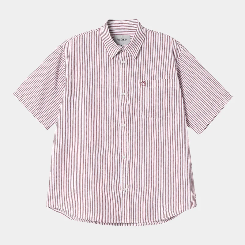 Carhartt WIP Mens Phelps Striped Shirt - Mulberry sold by The Foot Factory