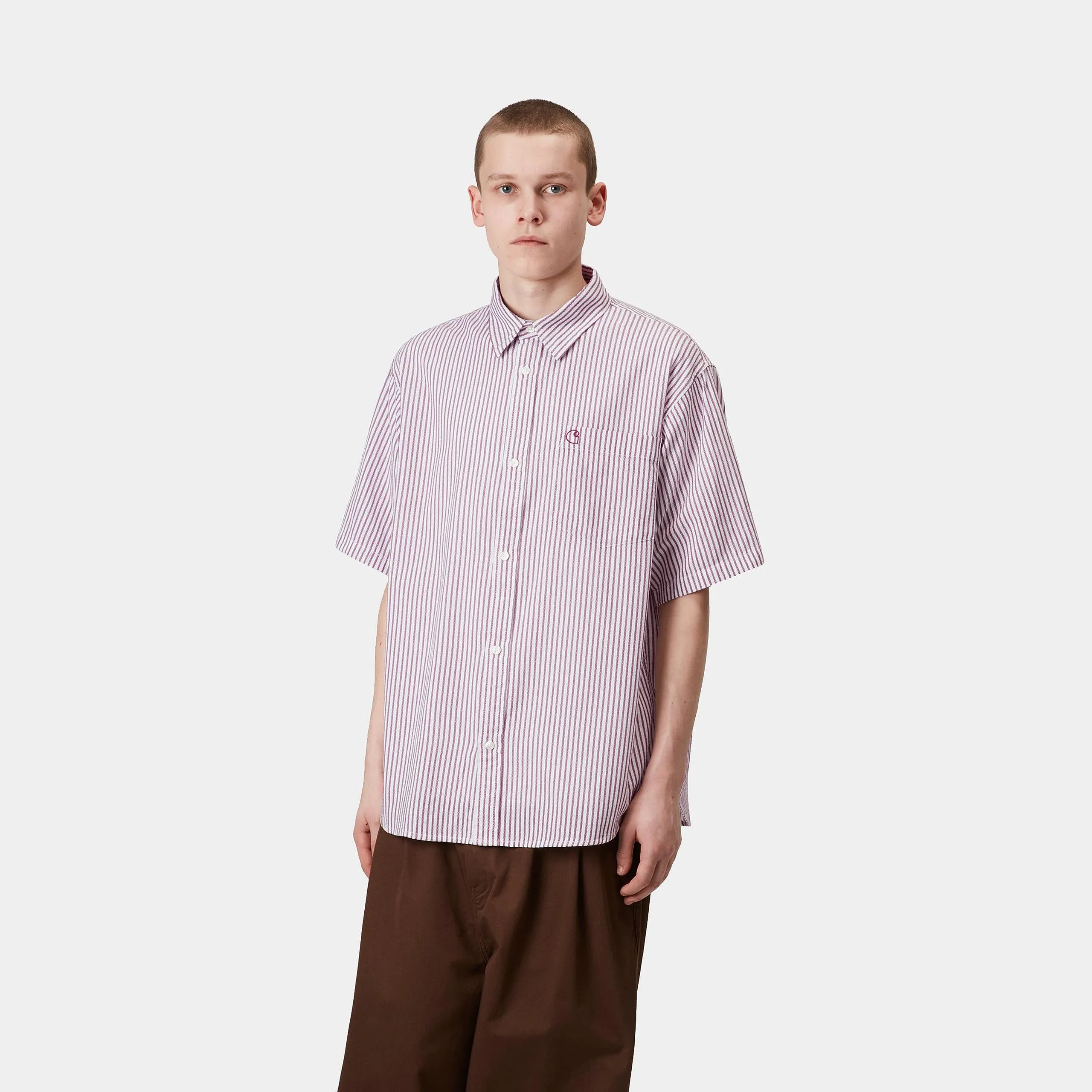 Carhartt WIP Mens Phelps Striped Shirt - Mulberry sold by The Foot Factory product image thumbnail 3