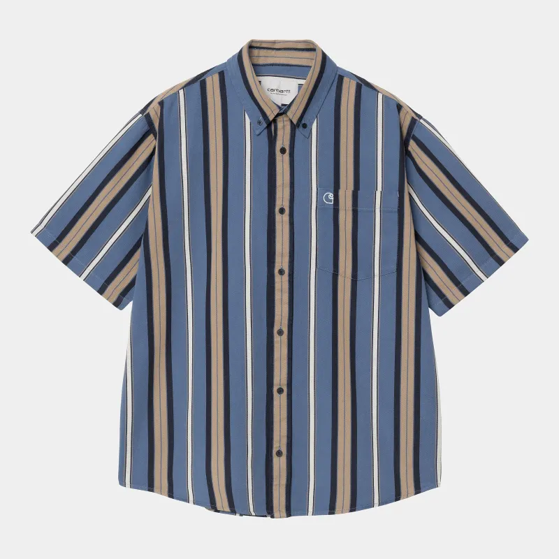 Carhartt WIP Mens Jarrell Striped Shirt - Blue Iris sold by The Foot Factory