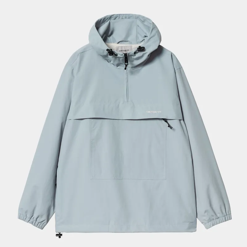 Carhartt WIP Mens Windbreaker Pullover Summer Jacket - Frosted Blue / White sold by The Foot Factory