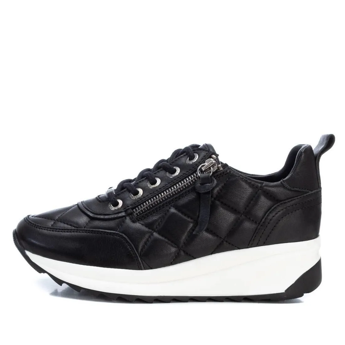 Carmela Womens Leather Fashion Trainers - Black sold by The Foot Factory product image thumbnail 2