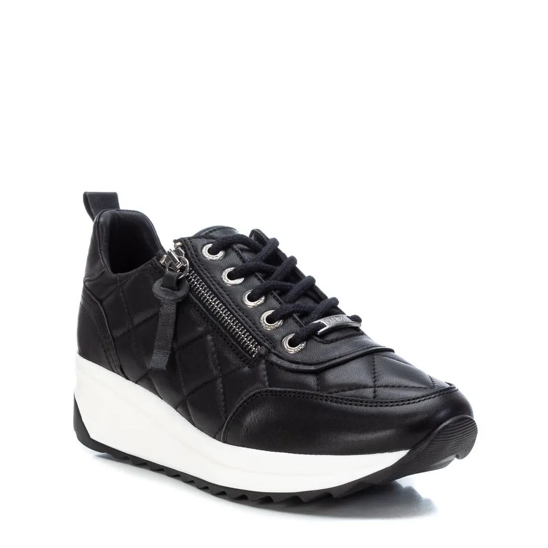 Carmela Womens Leather Fashion Trainers - Black sold by The Foot Factory