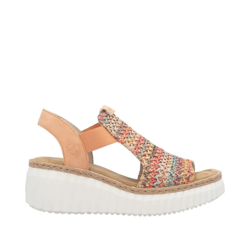 Rieker Womens Fashion Wedge Sandal - Multicoloured sold by The Foot Factory