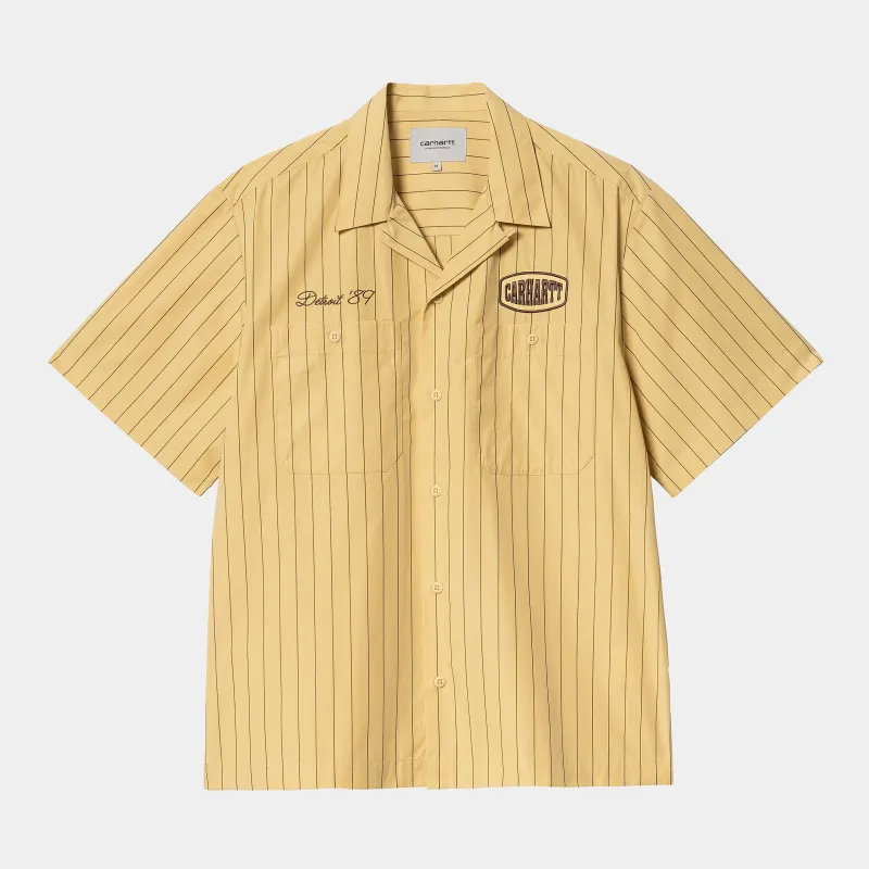 Carhartt WIP Mens Hendry Seaton Stripe Shirt - Straw sold by The Foot Factory
