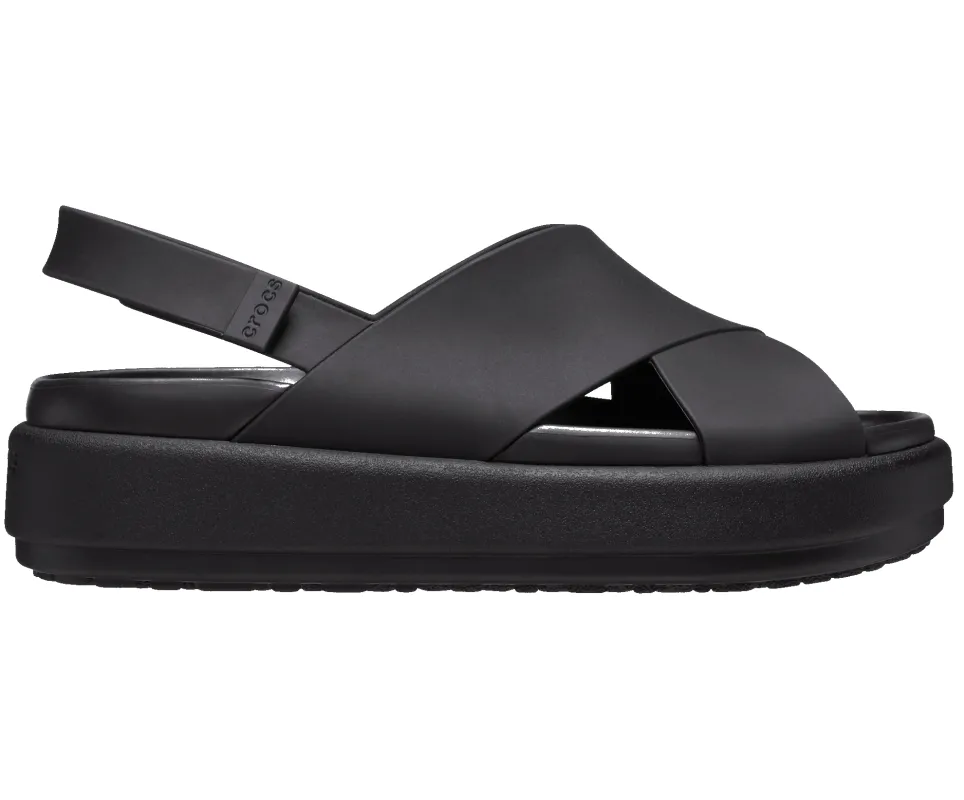 CROCS Brooklyn Luxe Cross Strap Sandal - Black sold by The Foot Factory
