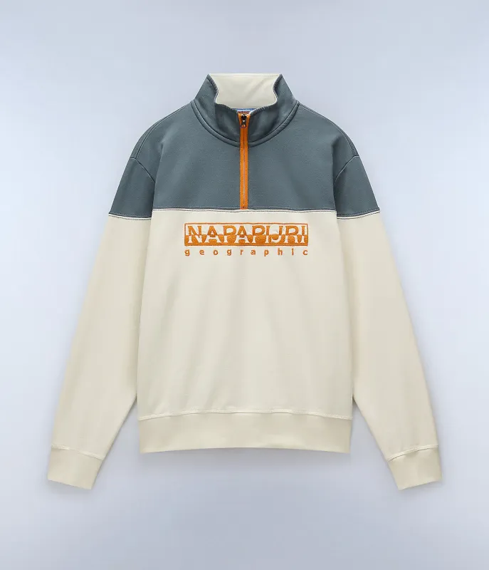 Napapijri Mens Saturnia Half-Zip Sweat Top - White Whisper sold by The Foot Factory