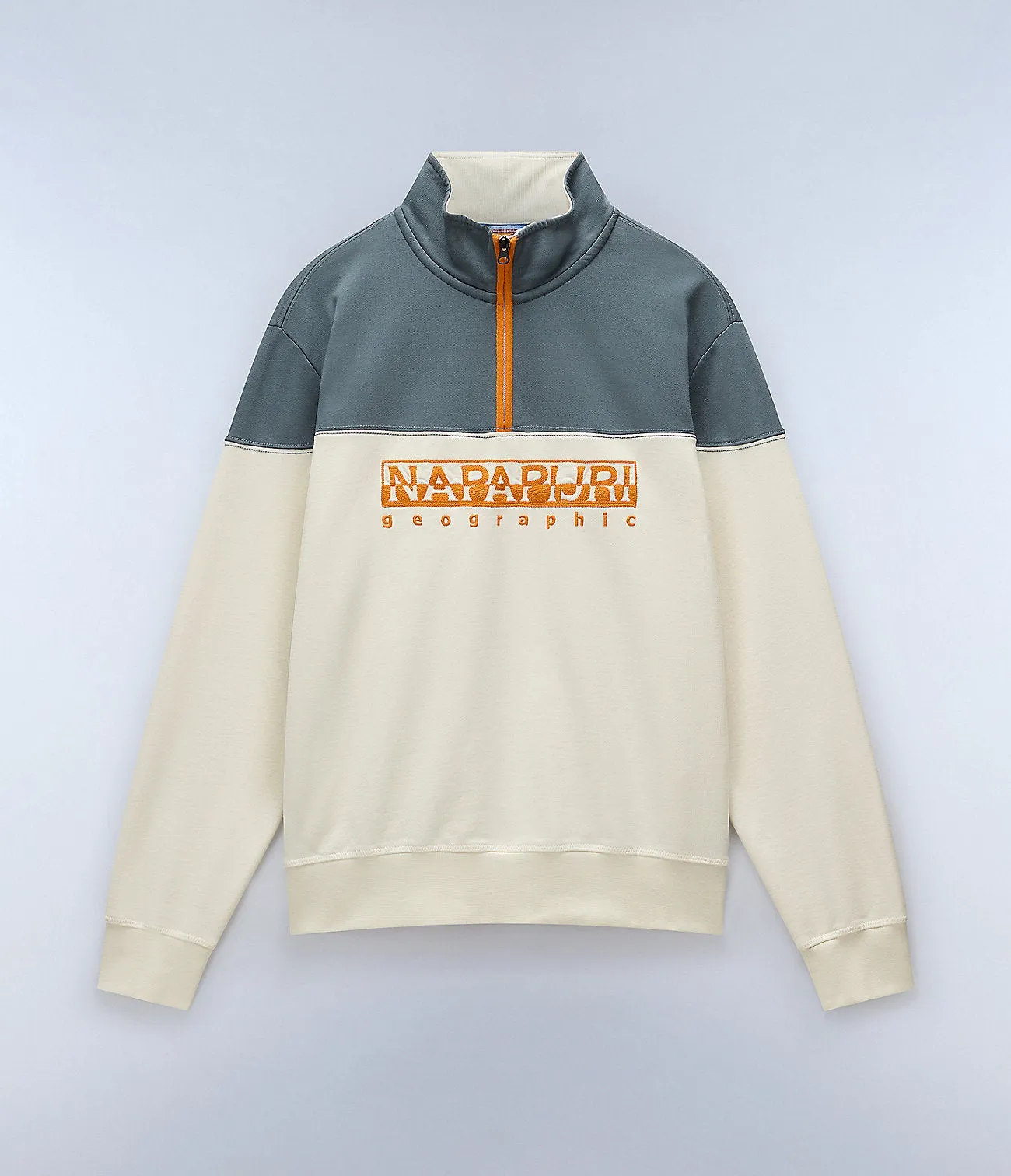 Napapijri Mens Saturnia Half-Zip Sweat Top - White Whisper sold by The Foot Factory