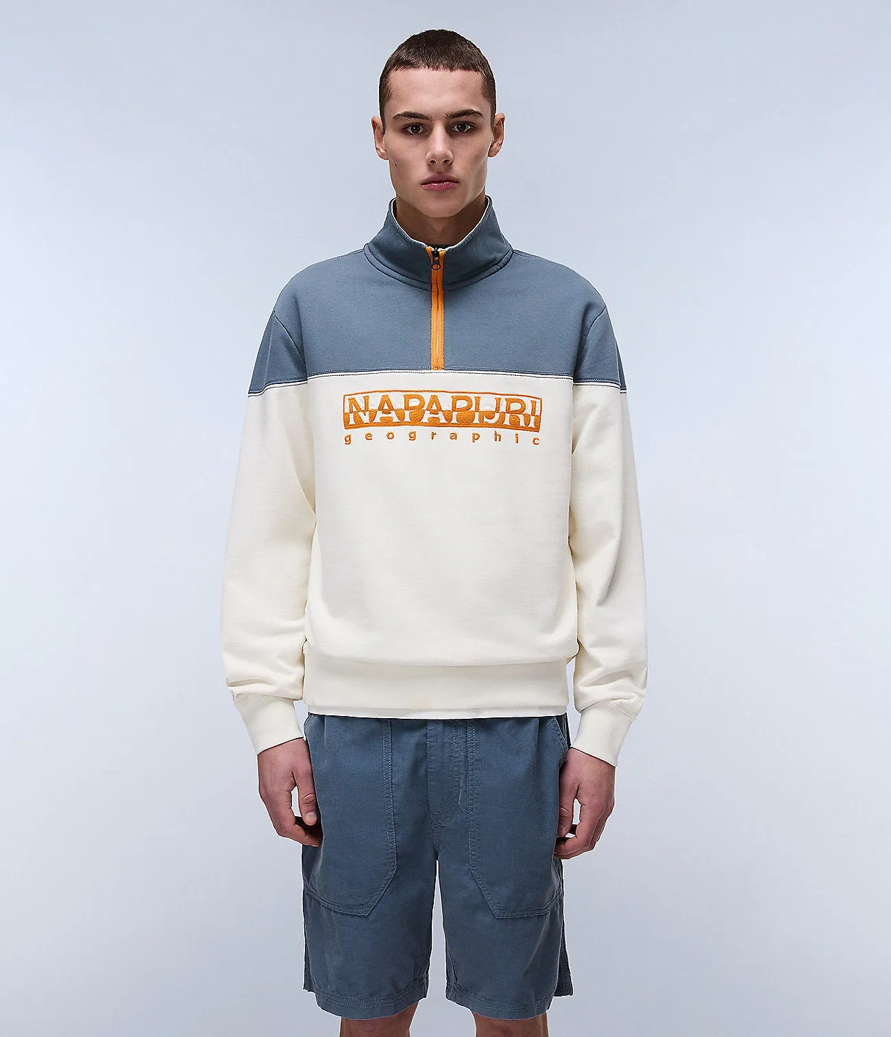 Napapijri Mens Saturnia Half-Zip Sweat Top - White Whisper sold by The Foot Factory product image thumbnail 4