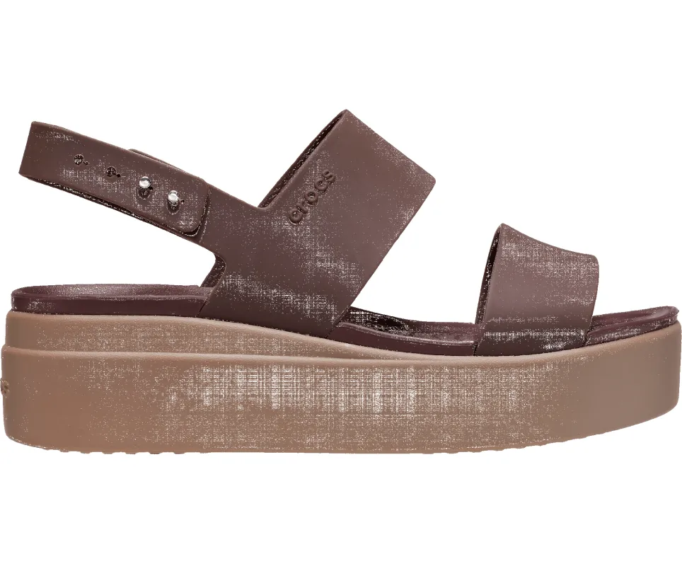 Crocs Womens Brooklyn Low Wedged Sandal - Mocha / Mushroom sold by The Foot Factory