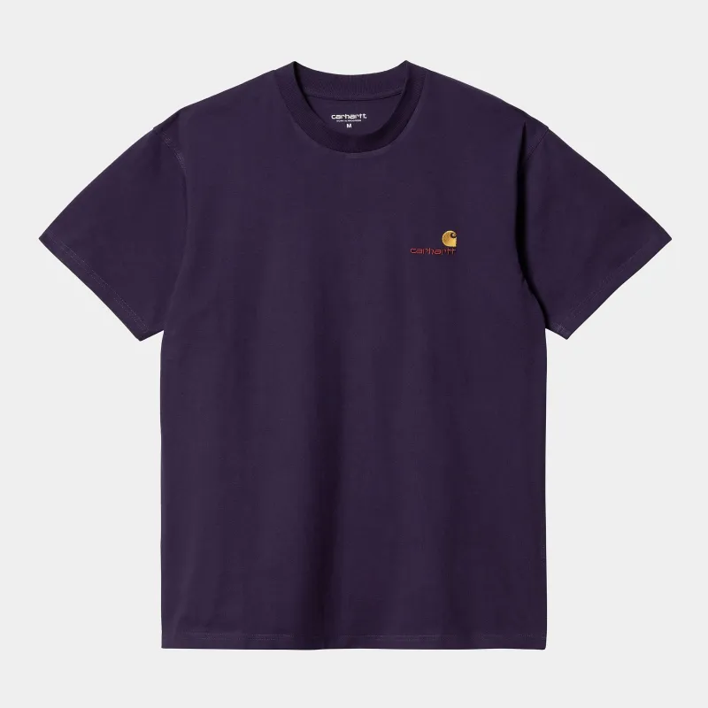 Carhartt WIP Mens Short Sleeved American Script T-Shirt - Cassis sold by The Foot Factory