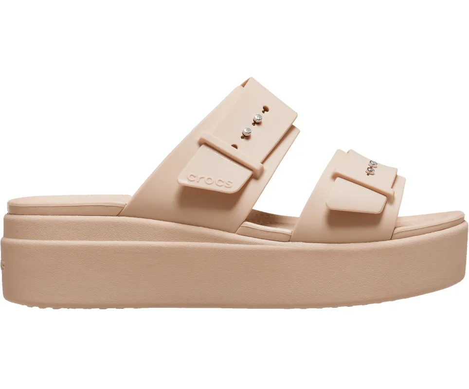 CROCS Unisex Brooklyn Buckle Low Wedge Sandal - Pink Clay sold by The Foot Factory
