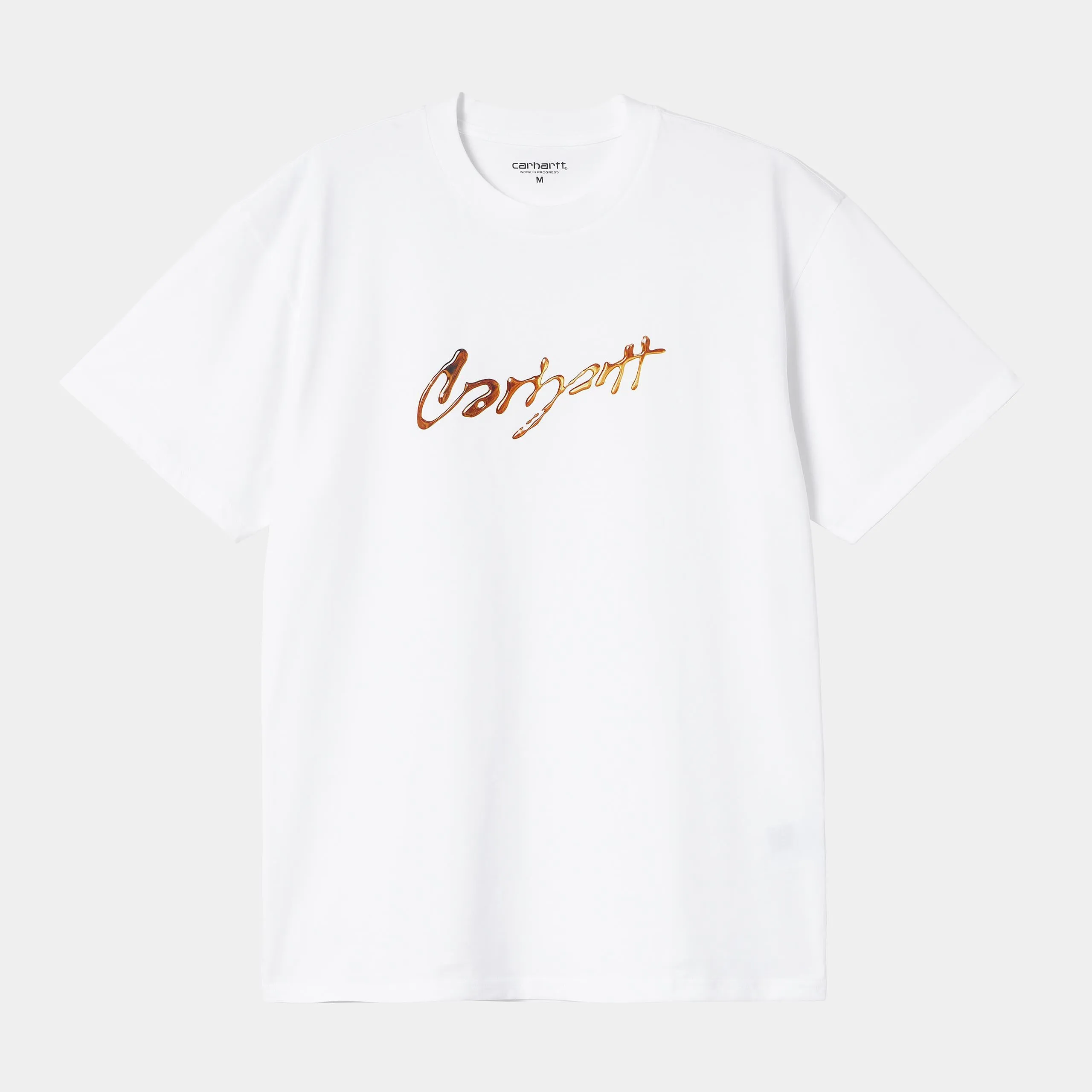 Carhartt WIP Mens Drip Script T-Shirt | White sold by The Foot Factory