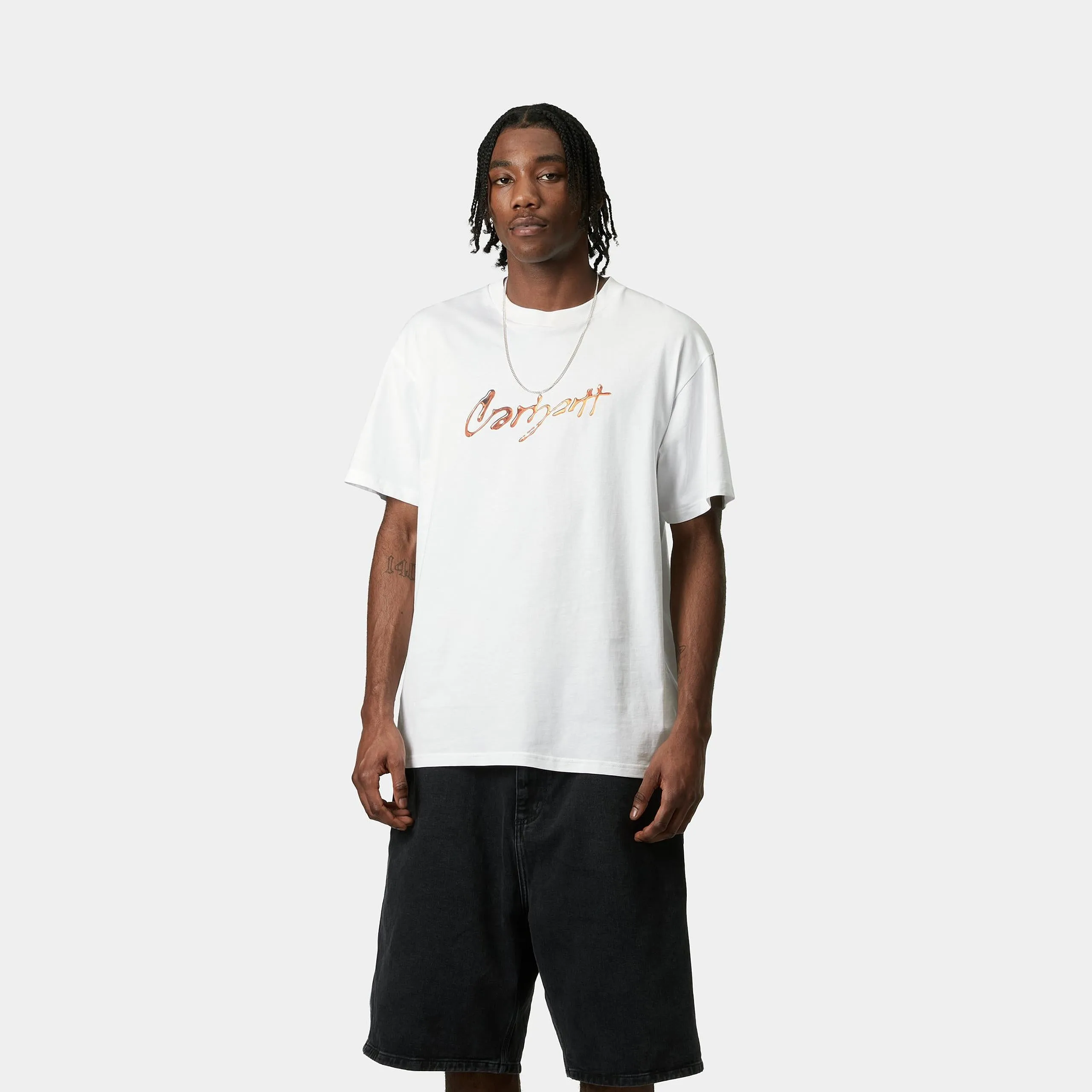 Carhartt WIP Mens Drip Script T-Shirt | White sold by The Foot Factory product image thumbnail 3