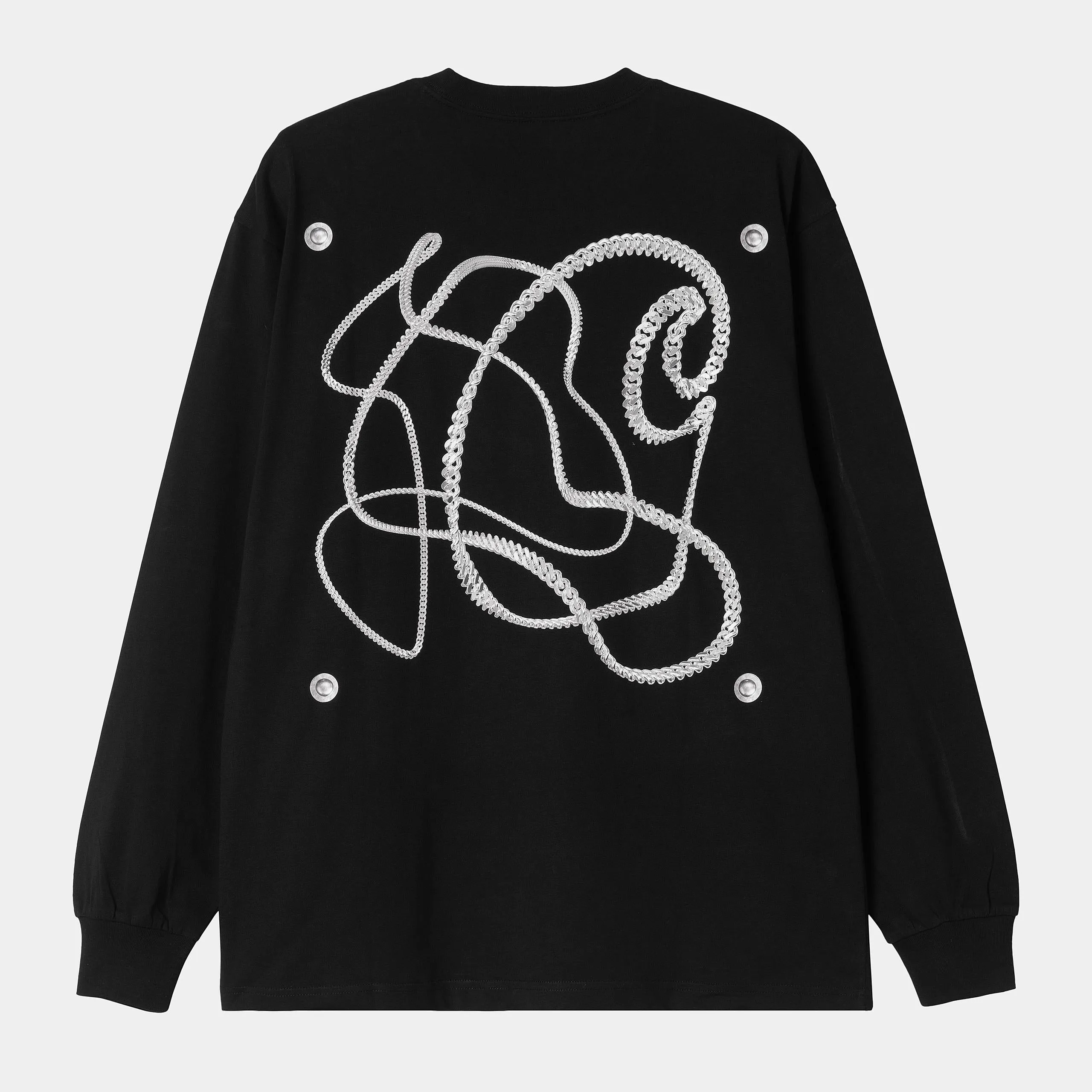 Carhartt WIP Mens Chain Link Long Sleeve T-Shirt | Black sold by The Foot Factory