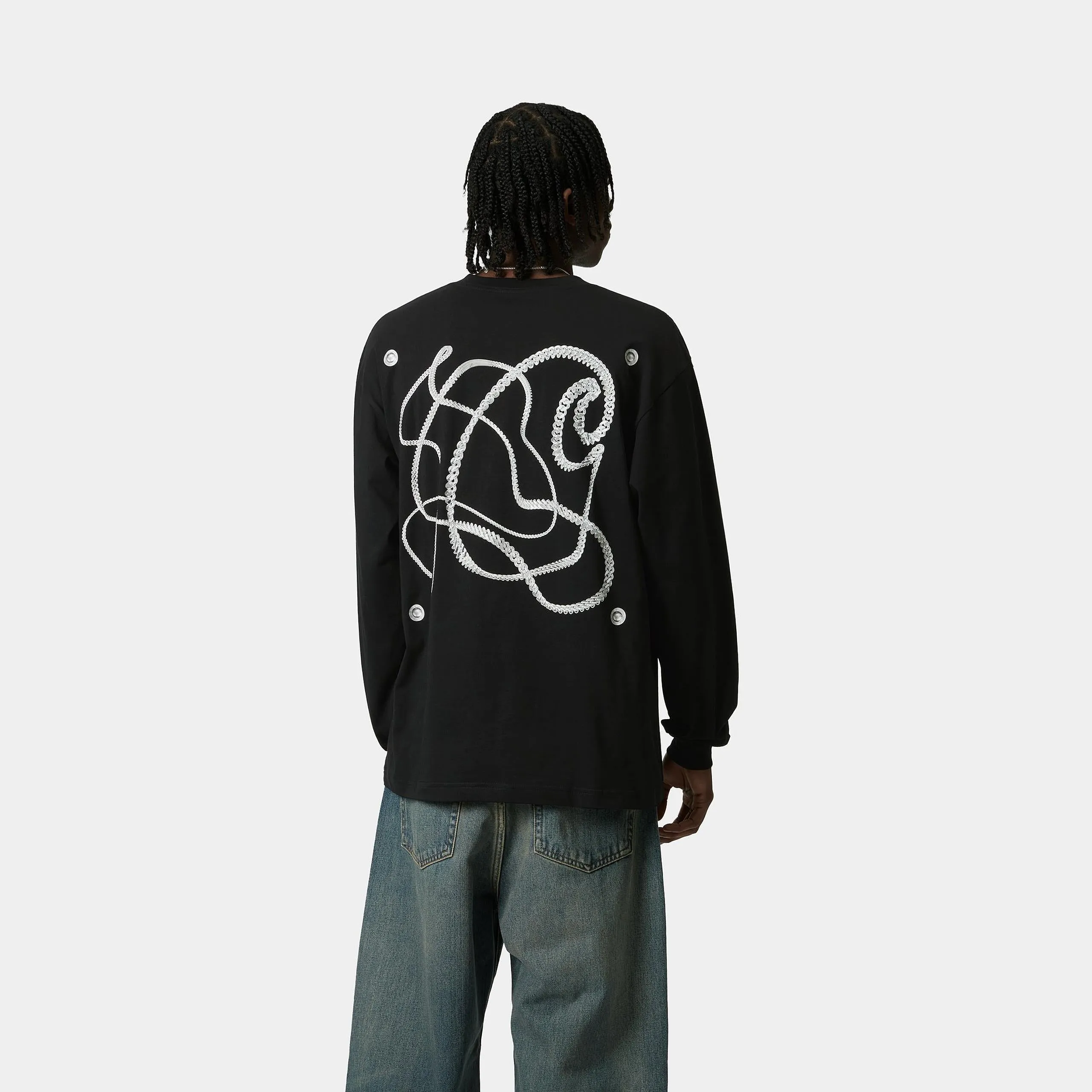 Carhartt WIP Mens Chain Link Long Sleeve T-Shirt | Black sold by The Foot Factory product image thumbnail 4
