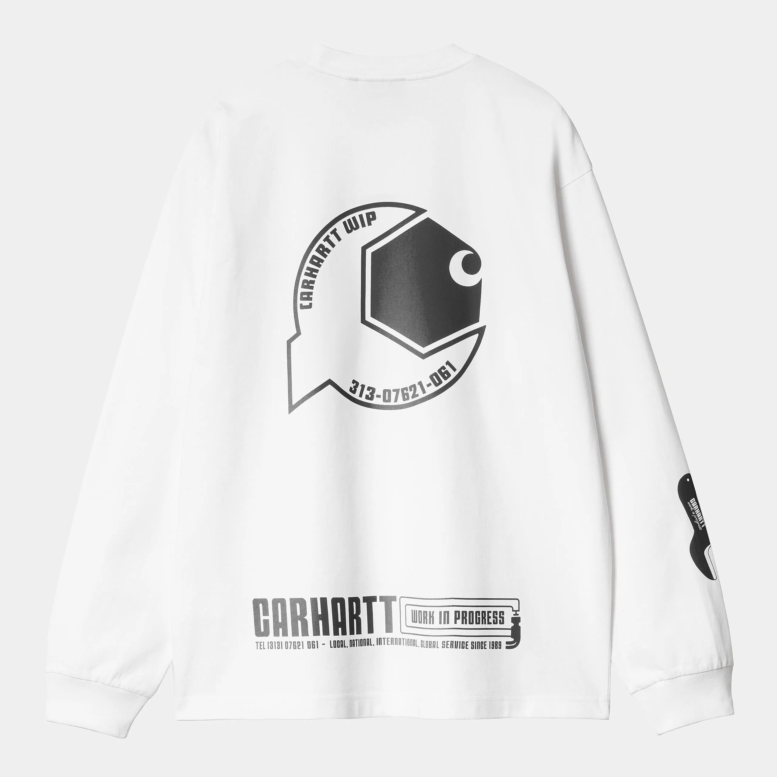 Carhartt WIP Mens WIP Industry Long Sleeve T-Shirt | White sold by The Foot Factory