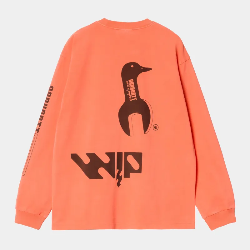 Carhartt WIP Mens WIP Industry Long Sleeve T-Shirt |  Lumo Orange sold by The Foot Factory
