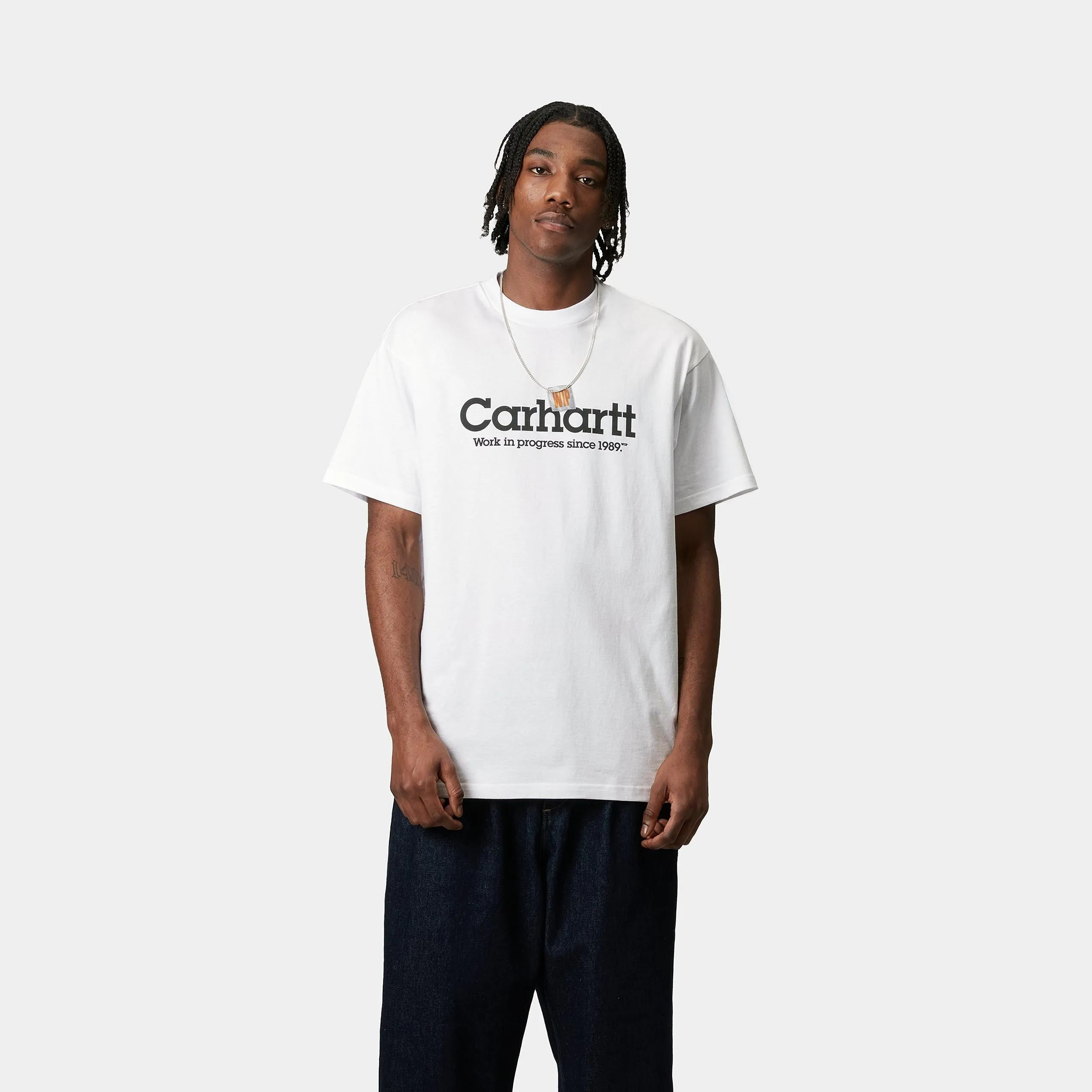 Carhartt WIP Mens Label Script T-Shirt | White sold by The Foot Factory product image thumbnail 3