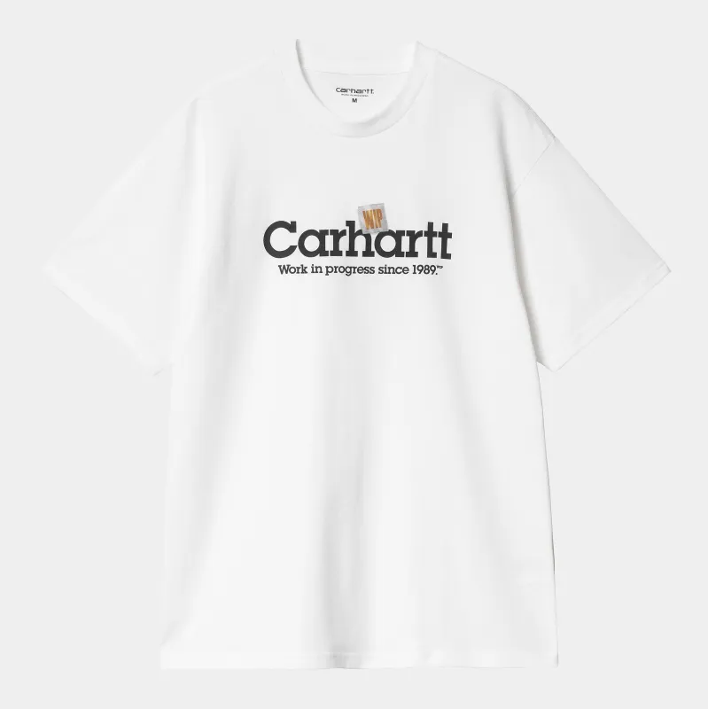 Carhartt WIP Mens Label Script T-Shirt | White sold by The Foot Factory