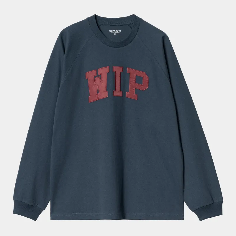 Carhartt WIP Mens WIP Work Long Sleeve T-Shirt |  Dusky Blue sold by The Foot Factory