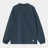 Carhartt WIP Mens WIP Work Long Sleeve T-Shirt |  Dusky Blue sold by The Foot Factory