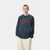 Carhartt WIP Mens WIP Work Long Sleeve T-Shirt |  Dusky Blue sold by The Foot Factory