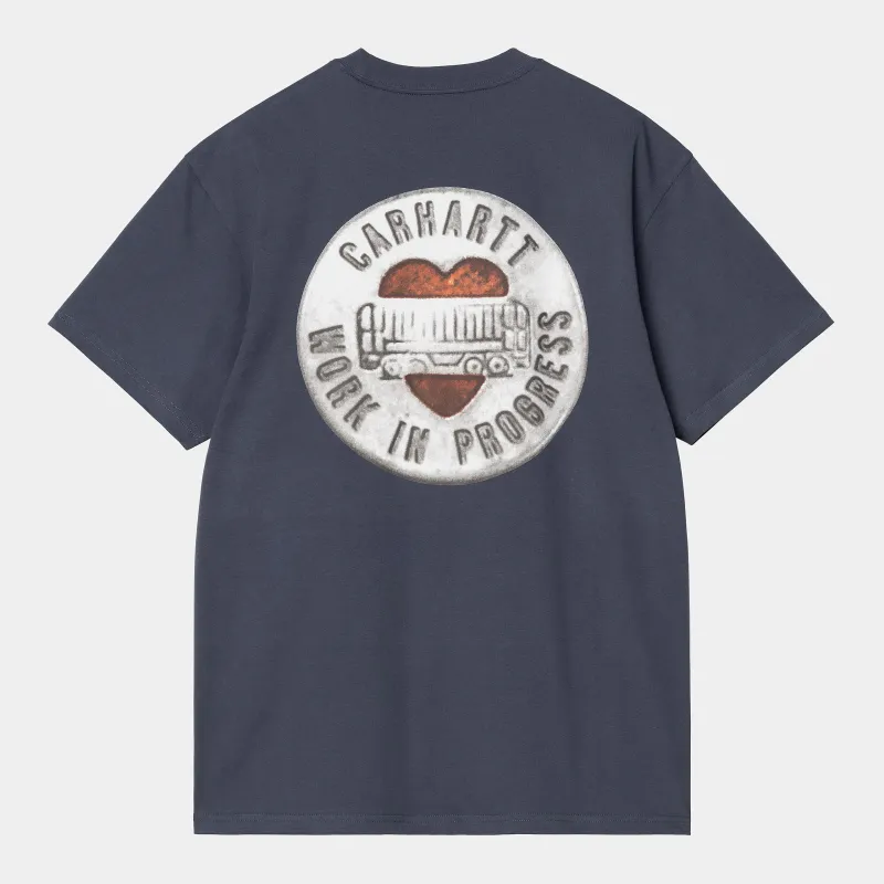Carhartt WIP Mens Button T-Shirt | Blue sold by The Foot Factory