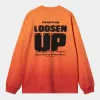 Carhartt WIP Mens Light Work Long Sleeve T-Shirt |  Pumpkin / Cherry Dip Dyed sold by The Foot Factory