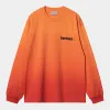 Carhartt WIP Mens Light Work Long Sleeve T-Shirt |  Pumpkin / Cherry Dip Dyed sold by The Foot Factory