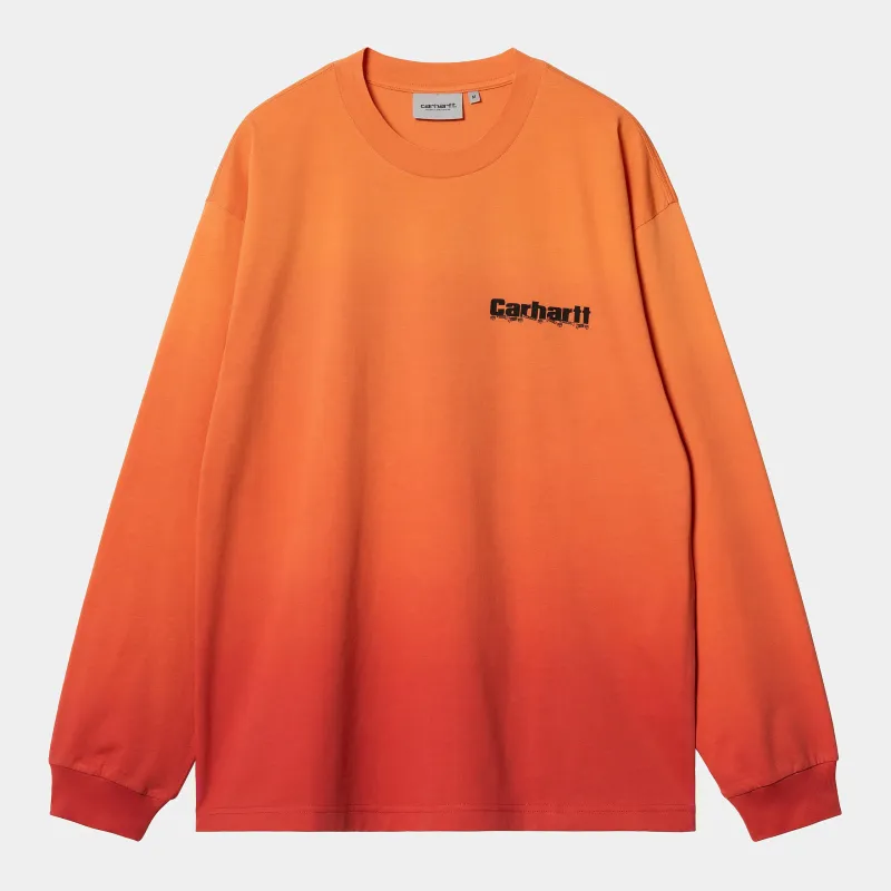 Carhartt WIP Mens Light Work Long Sleeve T-Shirt |  Pumpkin / Cherry Dip Dyed sold by The Foot Factory