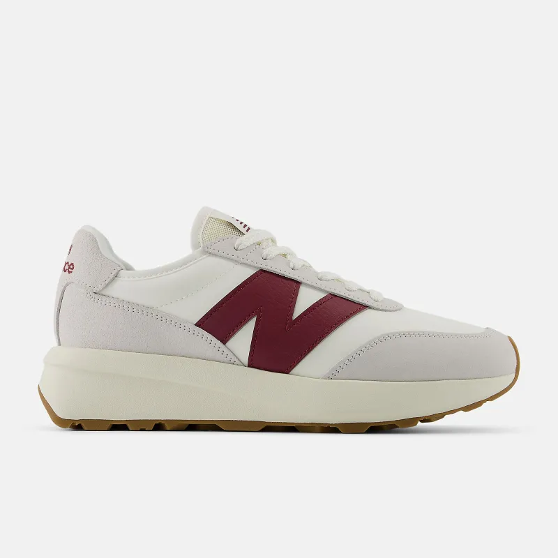 New Balance Unisex 370 Trainers | Sea Salt Crimson sold by The Foot Factory