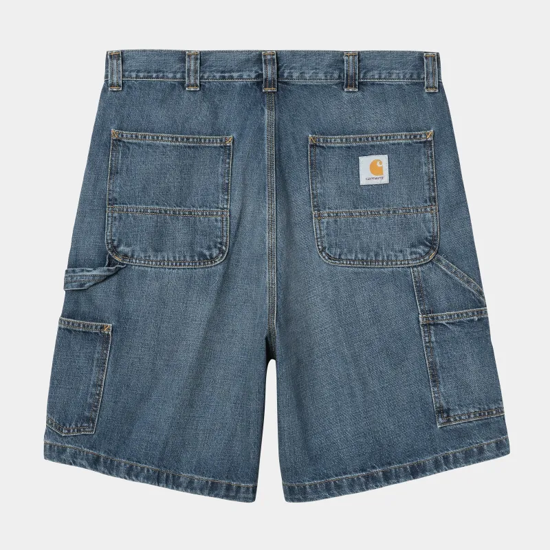 Carhartt WIP Mens OG Single Knee Camano Denim Short | Blue Dark Used Wash sold by The Foot Factory