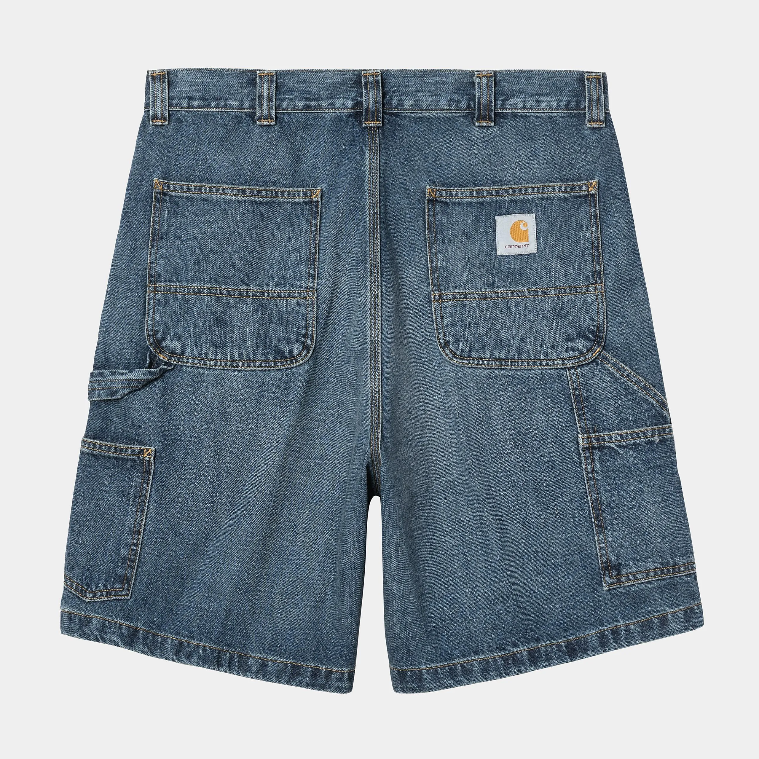 Carhartt WIP Mens OG Single Knee Camano Denim Short | Blue Dark Used Wash sold by The Foot Factory