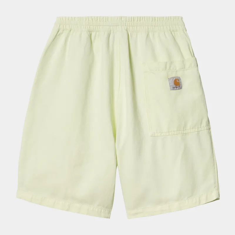 Carhartt WIP Mens Rainer Shawnee Herringbone Short | Air Green Garment Dyed sold by The Foot Factory